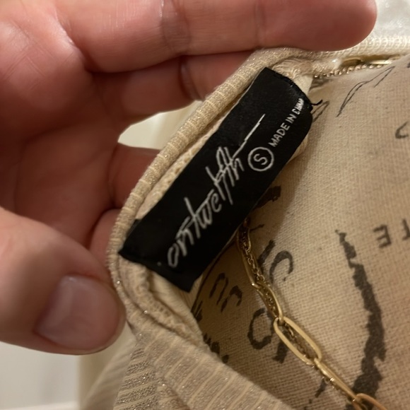 ON TWELVETH | Women’s Beige Short Sleeve Stud Shirt Size Small - Picture 6 of 6